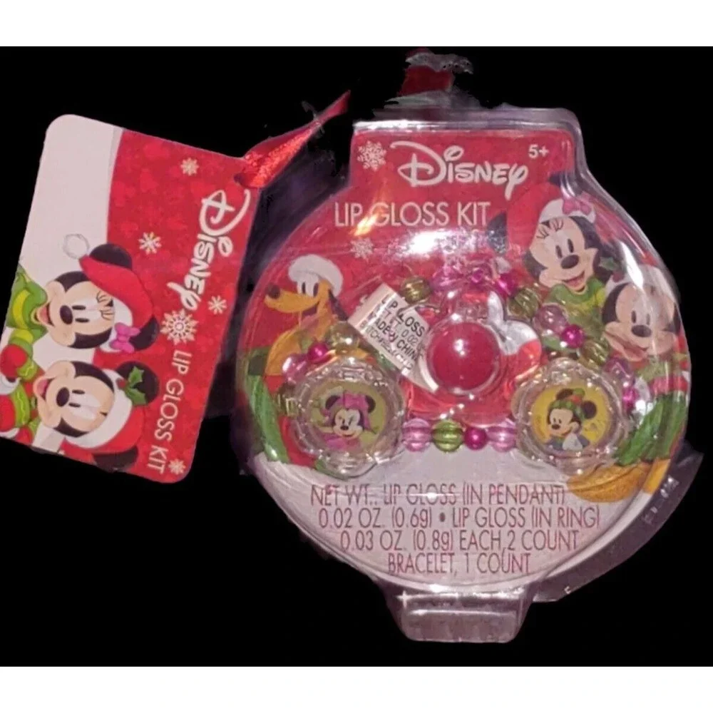 Disney Mickey & Minnie Lip Gloss Kit 1 Bracelet & 2 Rings
